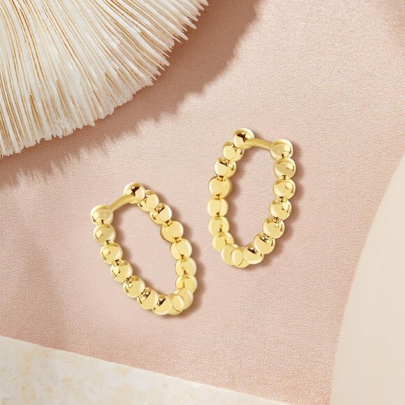 18K Gold Plated Huggie Hoop Earrings Hypoallergenic Lightweight Jewelry - Picture 2 of 7